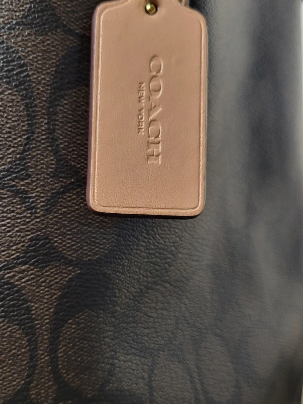COACH Brown Signature Tote with Pink Trim and Wristlet
